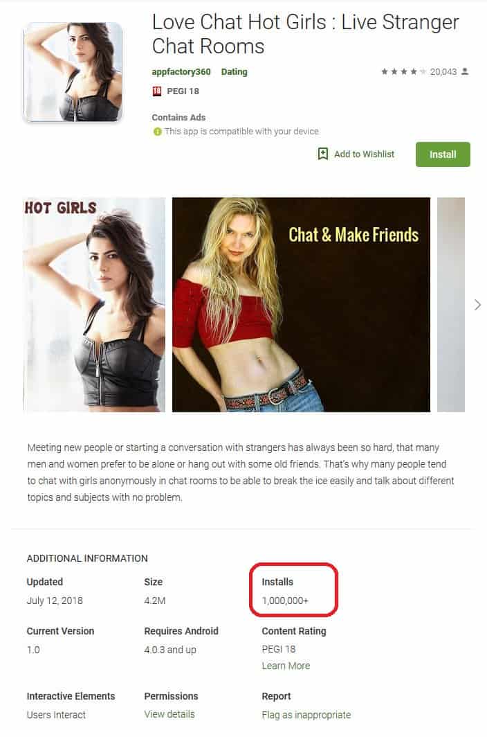 RT @lukasstefanko: Fake chatting app with 1M+ installs has already predefined 62 "girls" to chat with. If you want to...