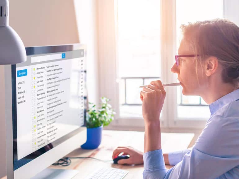 woman checking email