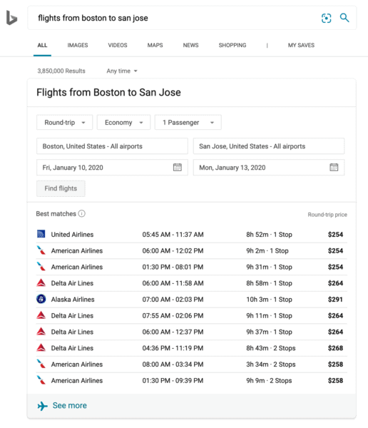 Bing partners with flight booking sites to bolster flight search offerings - 