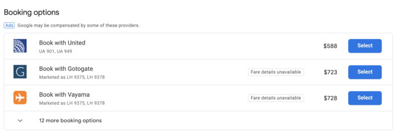 Google removes 'ads' and 'sponsored' labels from flight search results -