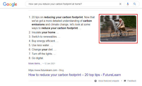 10 Featured Snippet Optimization Tips: How to Win Spot Zero | Example of Image in Snippet