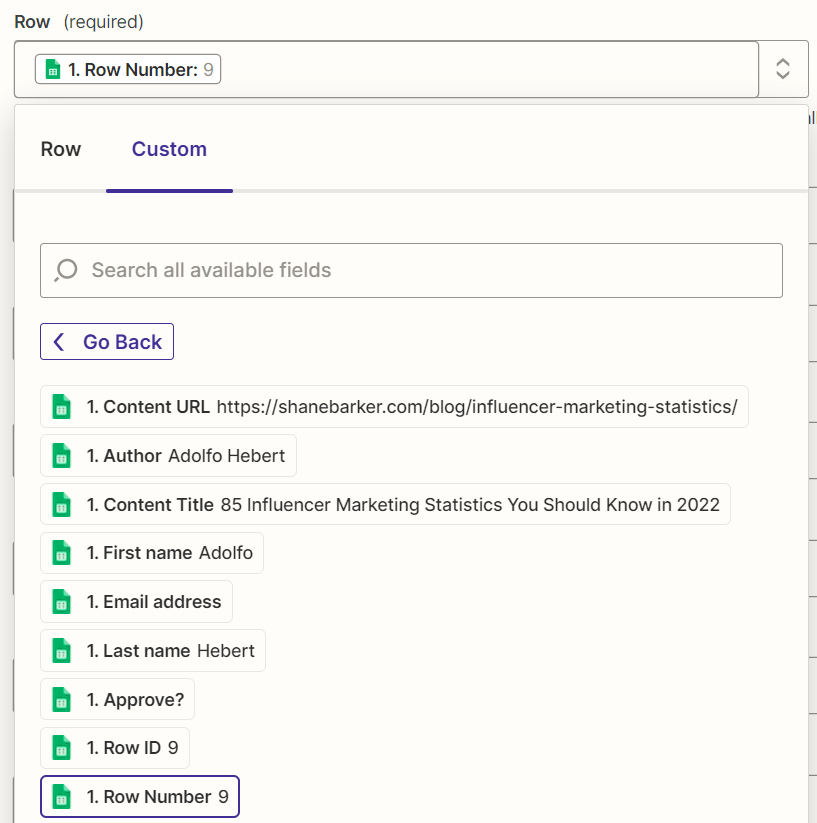 How to Automate Dull SEO Tasks | Map the row number to the "Row" field