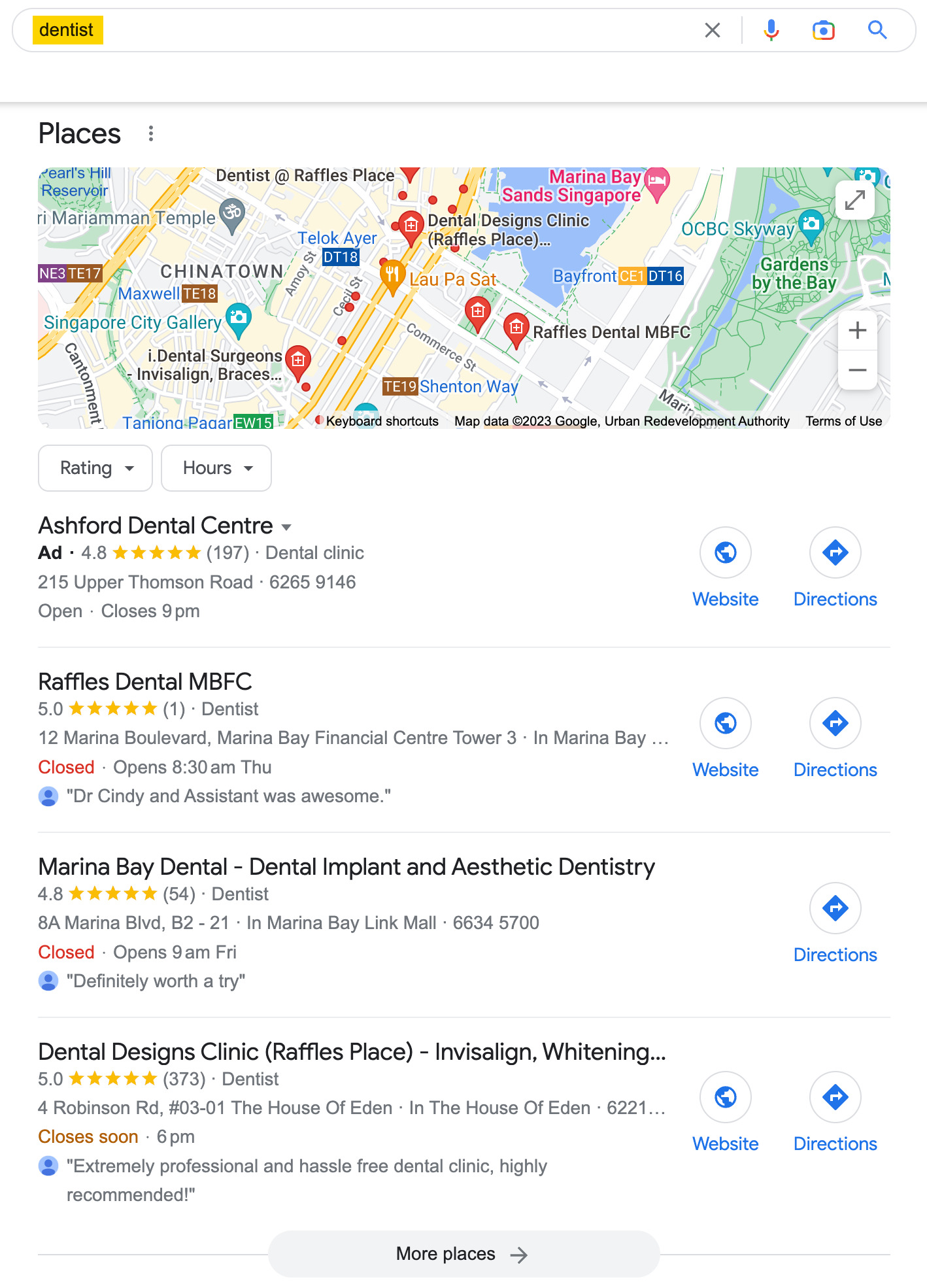 17 Actionable Marketing Tips (That You Can Apply Right Away) | Local search for "dentist" in Singapore