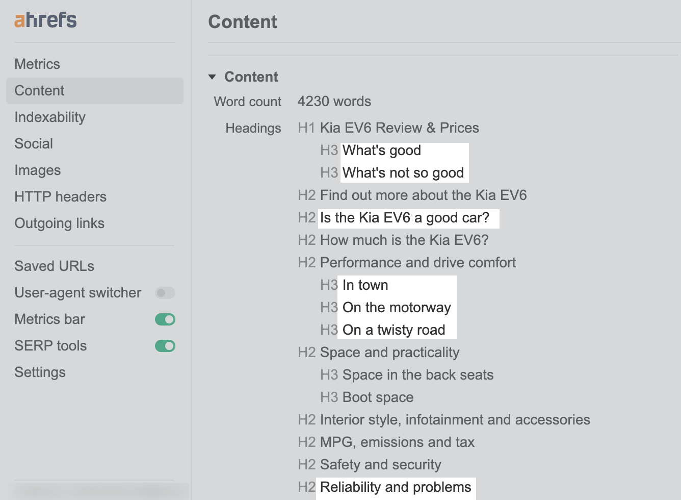An Aggregator With Integrator Strategy – Carwow SEO Case Study | Headings from one of the reviews