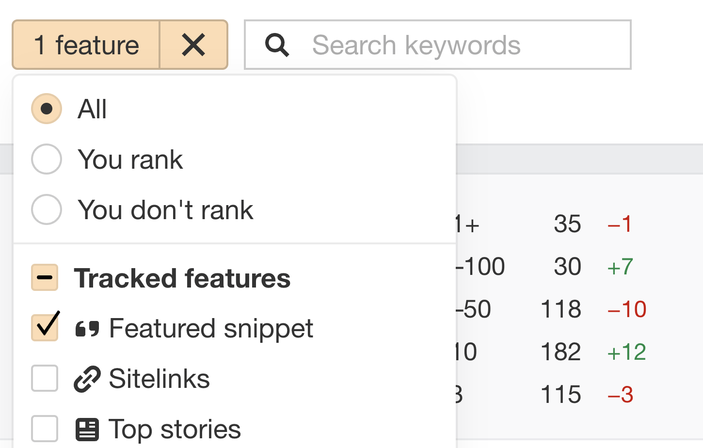 Google's Featured Snippets: All You Need to Know to Get Them | Filtering for keywords that only trigger featured snippets