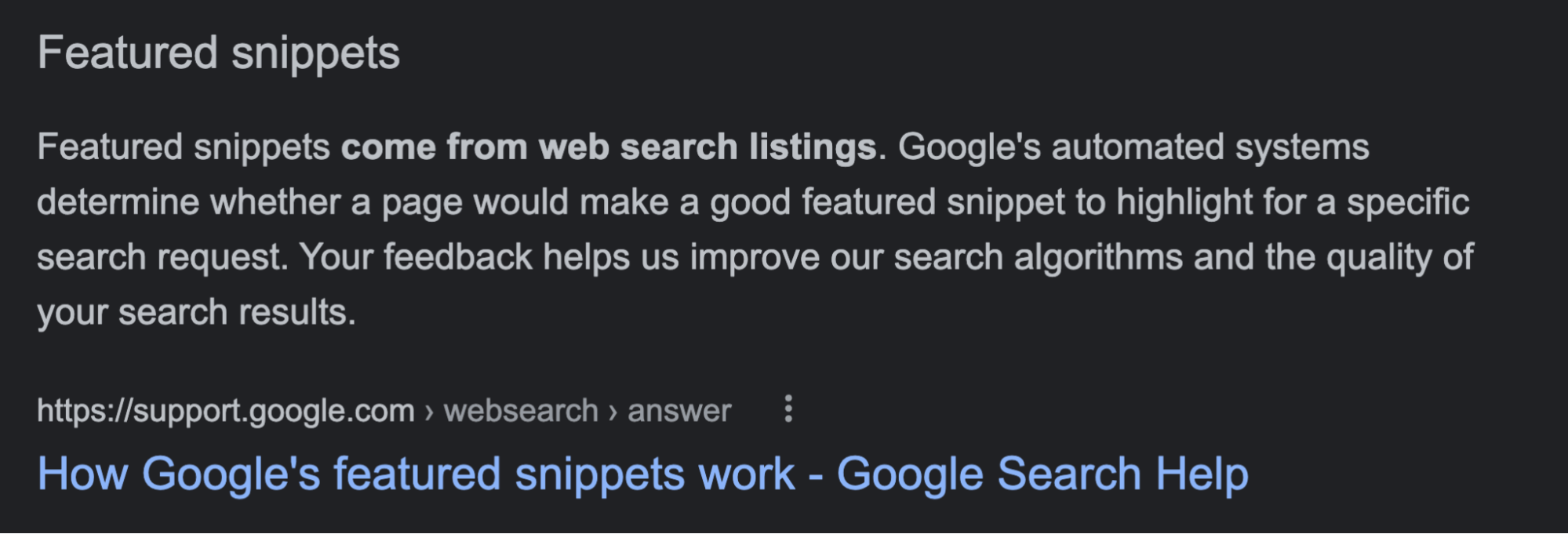 Google's Featured Snippets: All You Need to Know to Get Them | Featured snippet for the keyword "featured snippets"