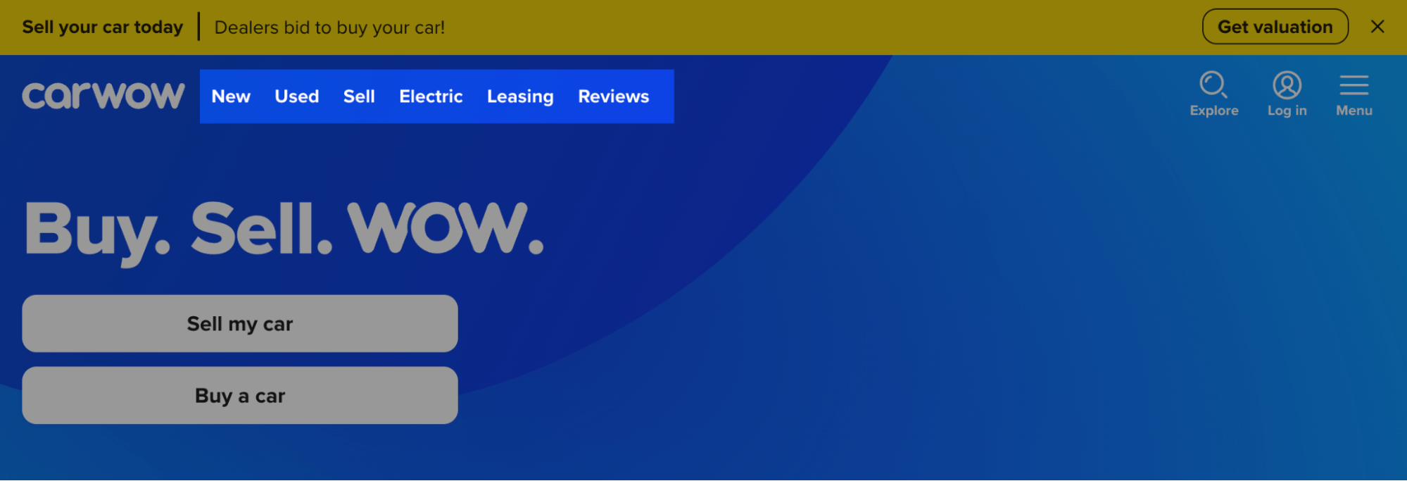 An Aggregator With Integrator Strategy – Carwow SEO Case Study | Important pages navigation-wise are linked in the upper menu on carwow's homepage