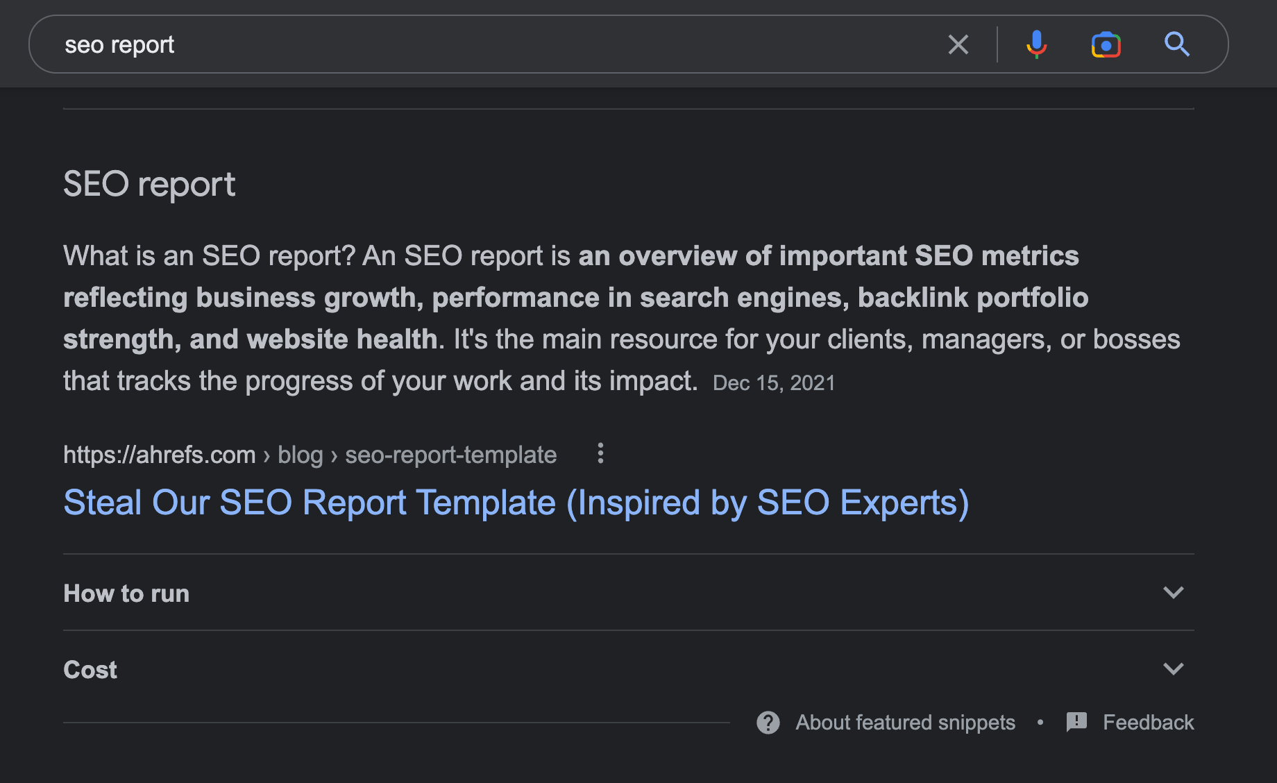 Google's Featured Snippets: All You Need to Know to Get Them | Paragraph featured snippet