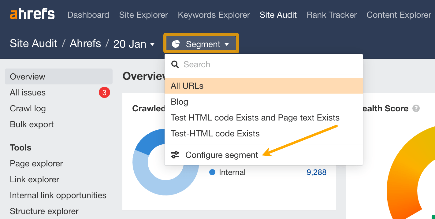 12 Things That Only Ahrefs Can Do | Segment, via Ahrefs' Site Audit
