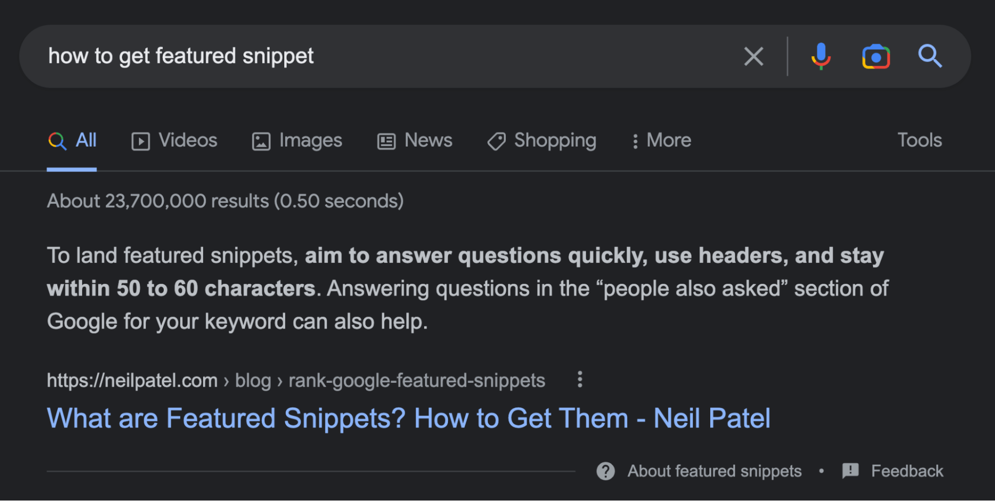 Google's Featured Snippets: All You Need to Know to Get Them | Featured snippet for the keyword "how to get featured snippet"