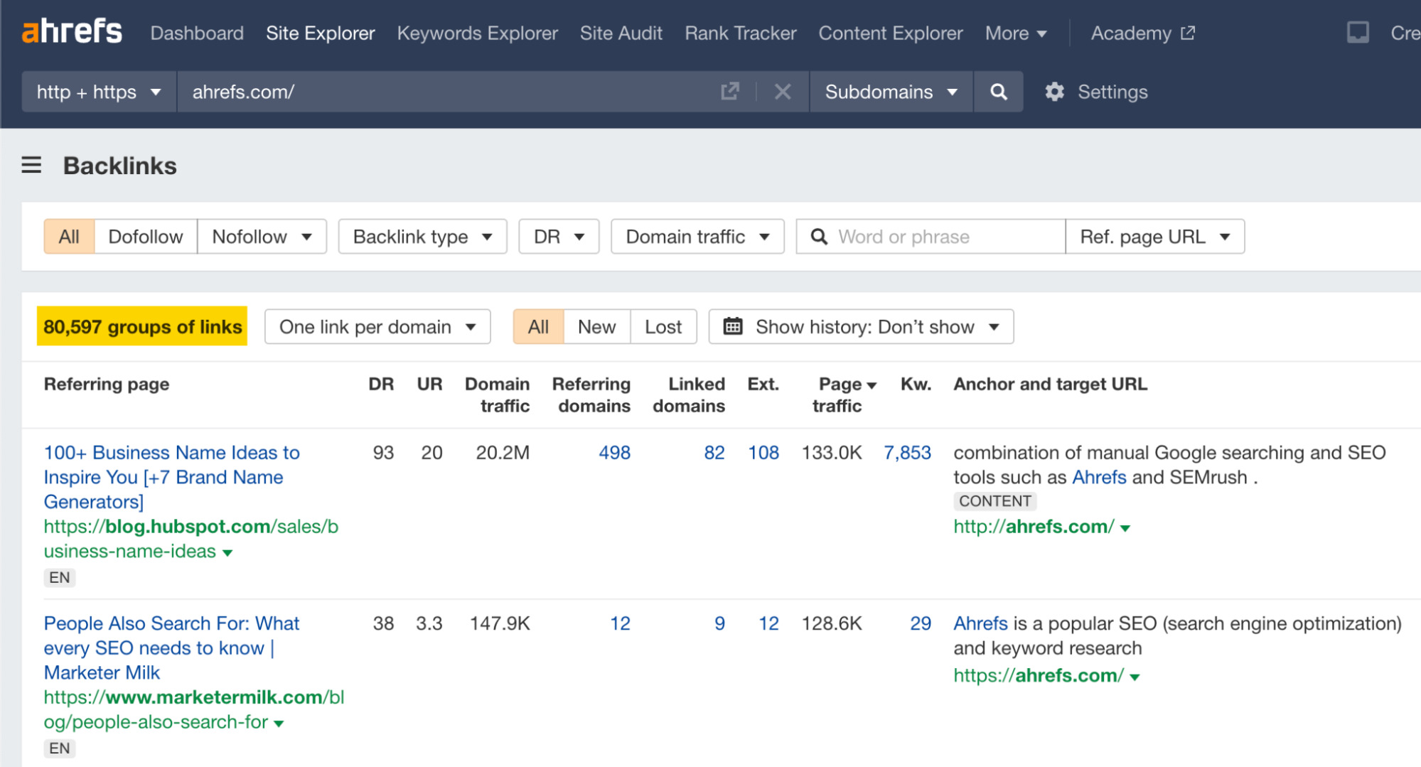 How to Find Your Competitors' Backlinks (And Get Them for Yourself) | Checking backlinks in Ahrefs' Site Explorer