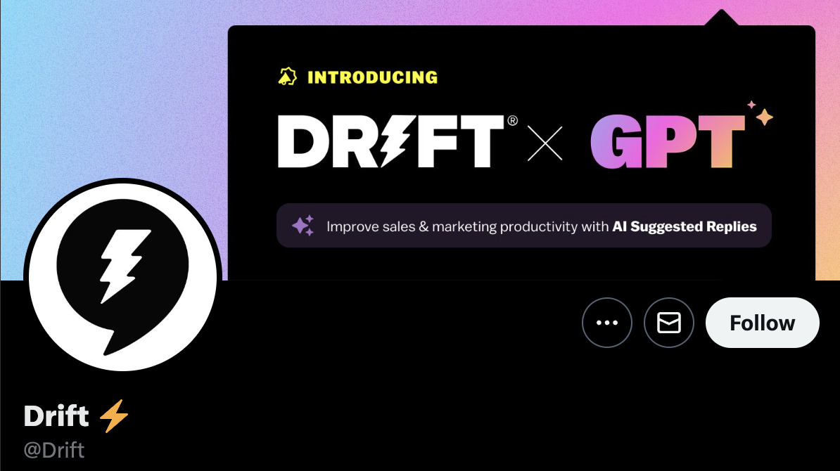 We Studied 100 SaaS Twitter Profiles to Uncover Top Trends: Here's What We Found | Product announcement banner from Drift