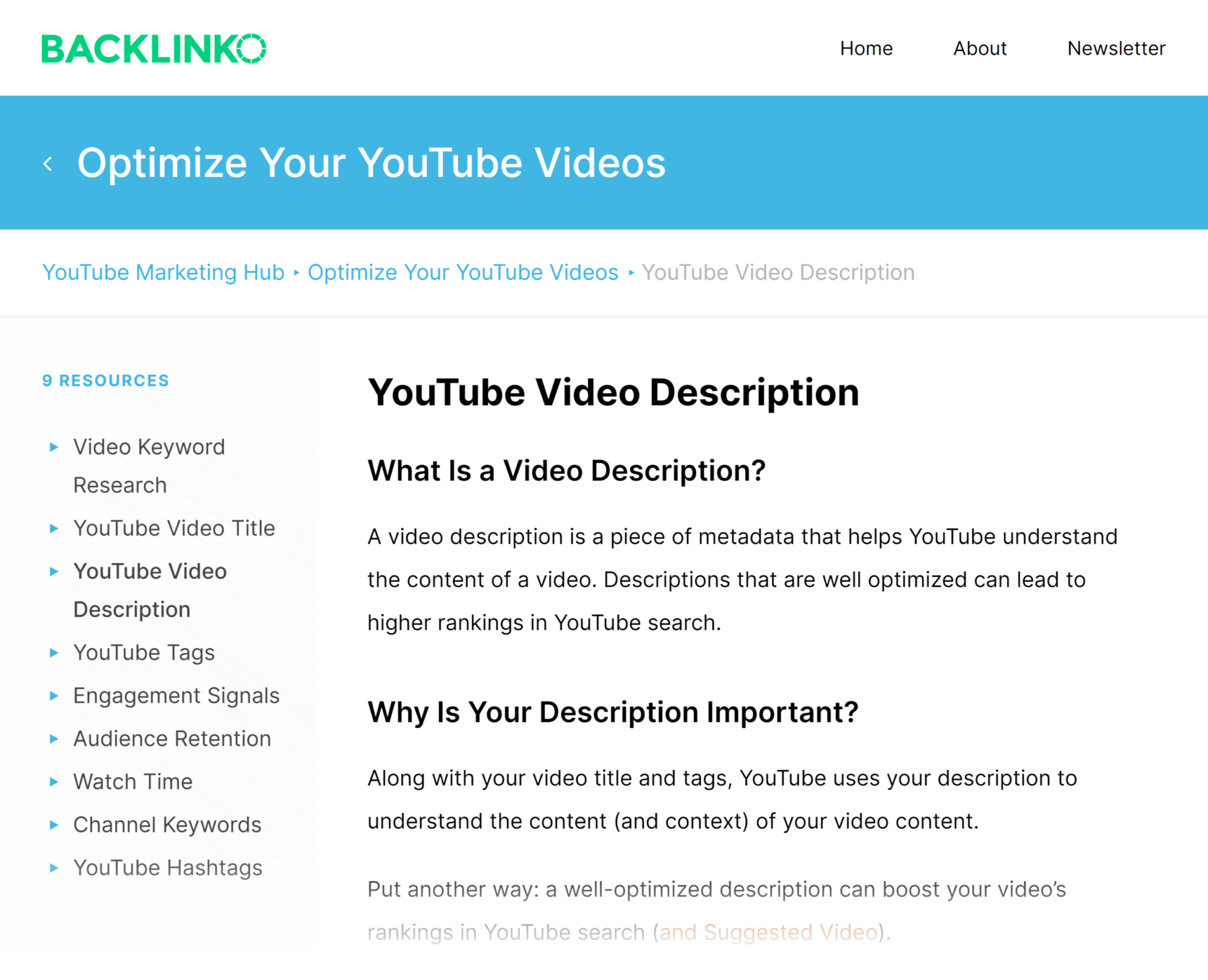 backlinko-hub-youtube-video-description How to Rank Higher On Google In 2023
