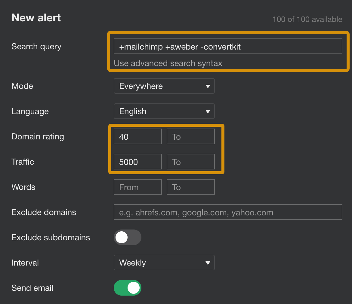 The Only 3 Keyword Monitoring Tools You Need | Setting up a mention alert in Ahrefs Alerts