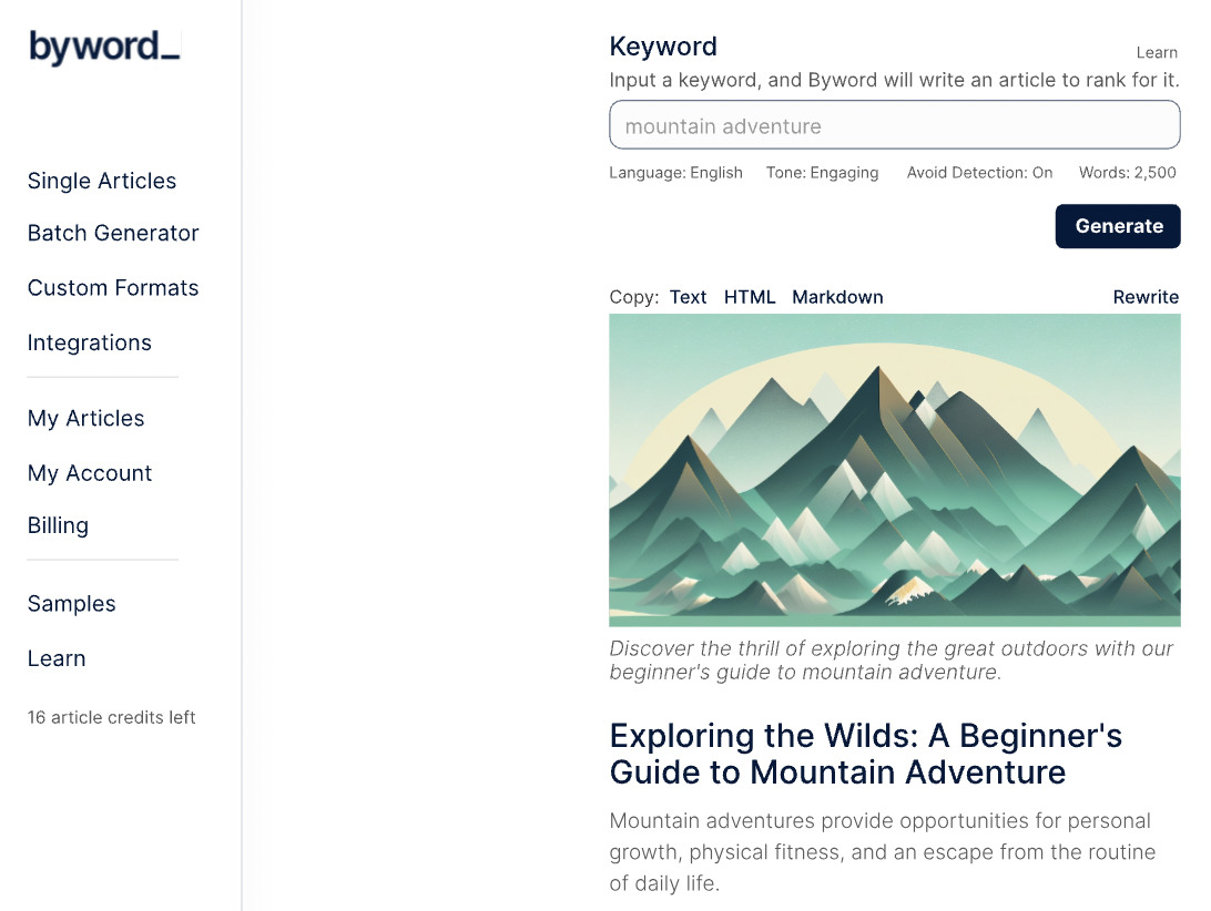AI Copywriting (Tools to Improve Efficiency) | Byword homepage