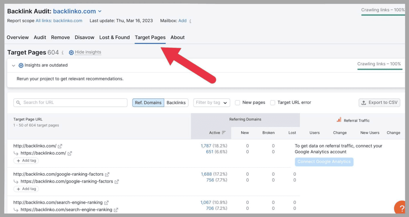 Target-Pages-tab How to Find (and Fix) Broken Links