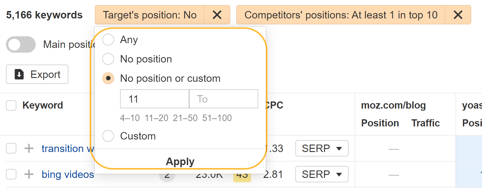 Continuous SEO: Can You "Complete" SEO? | Applying filters in Ahrefs' Competitive Analysis tool