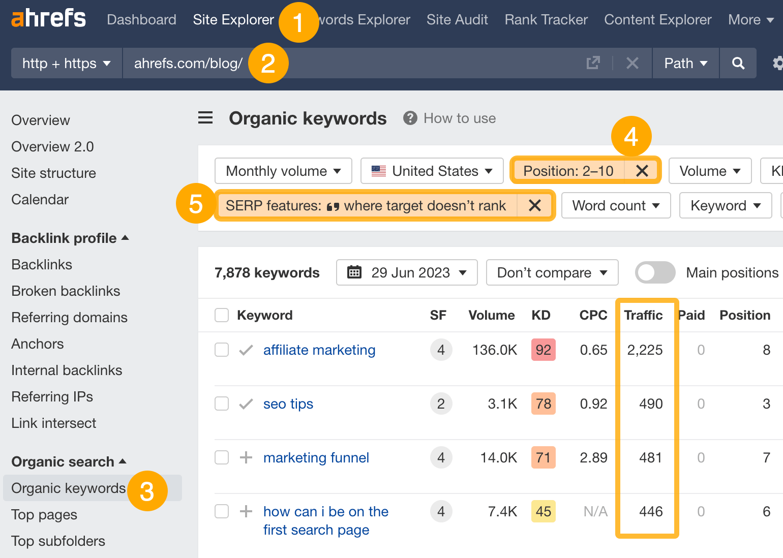 How to Improve SEO: 15 Tactics to Boost Your Rankings (That Don't Require New Content) | Finding featured snippet opportunities, via Ahrefs' Site Explorer