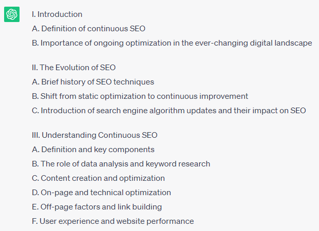 Continuous SEO: Can You "Complete" SEO? | Content outline generated via ChatGPT
