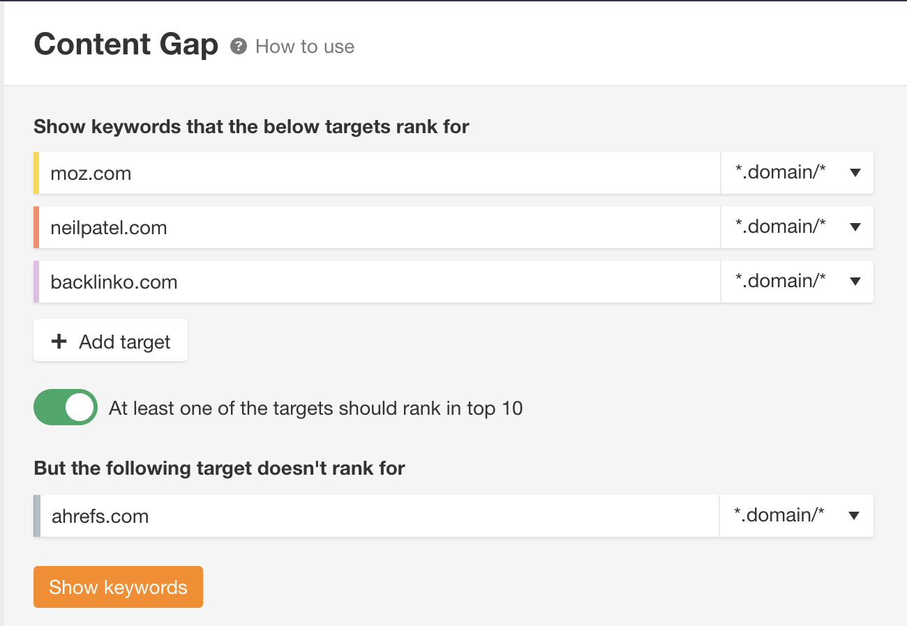 How to Do an SEO Audit in 11 Easy Steps (With Checklist) | Content Gap report in Ahrefs' Site Explorer