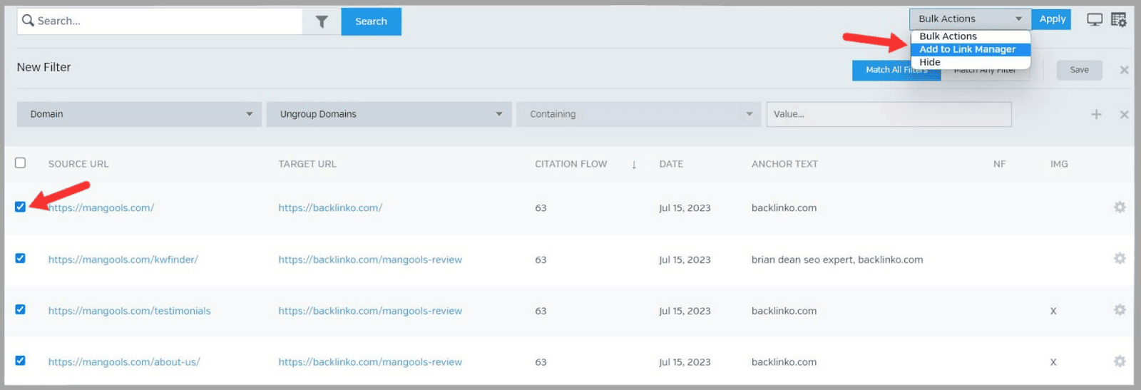 Raven tools 38 Add to link manager
