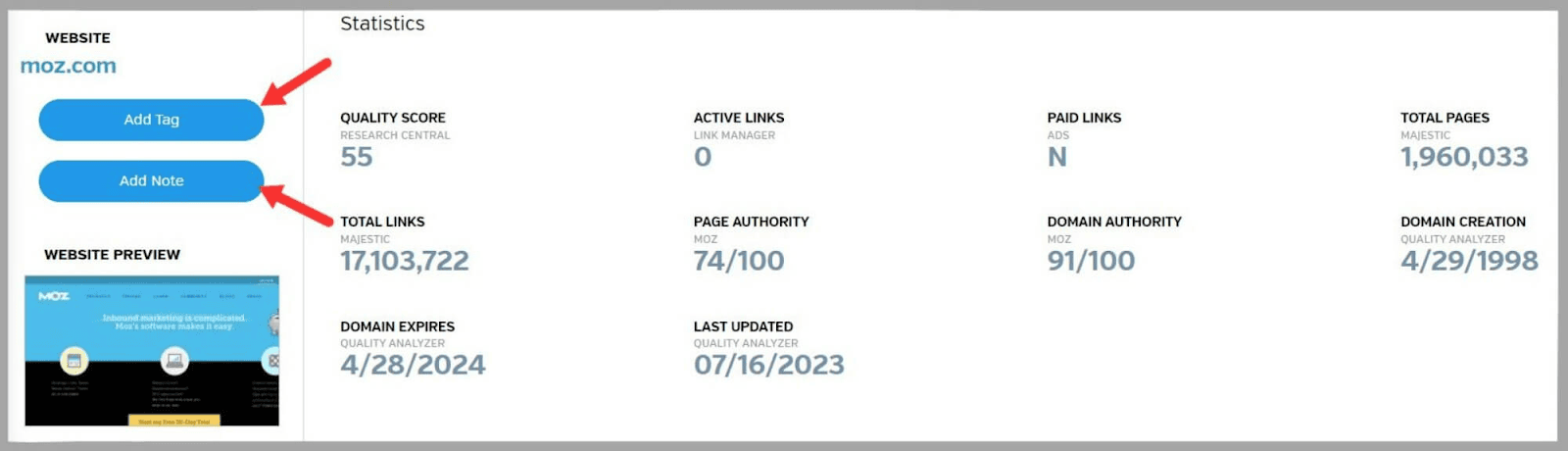 Raven tools 48 Add tags to organize lists