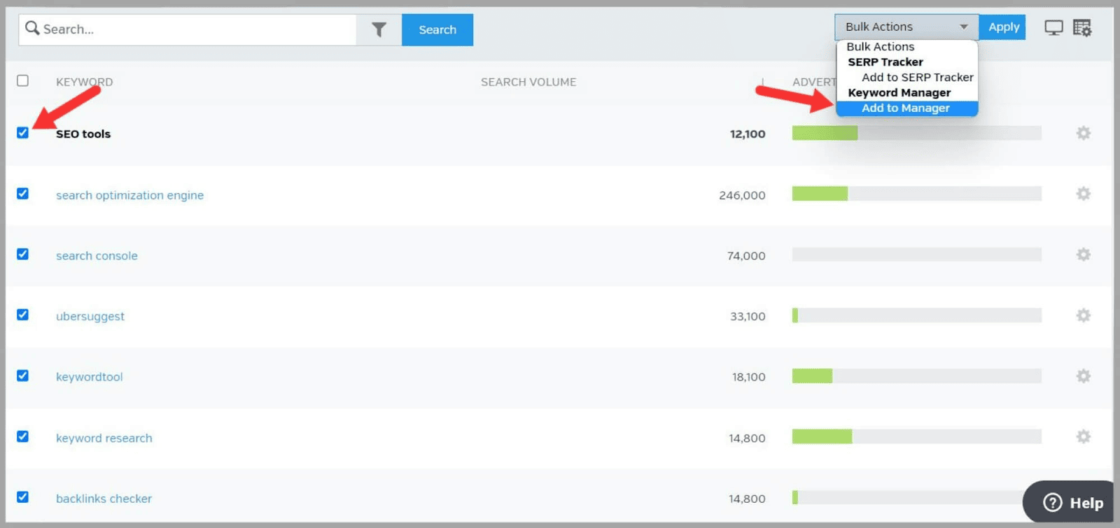 Raven tools 65 Add to Manager