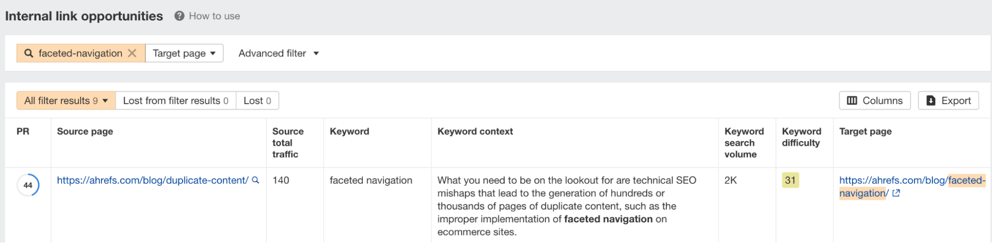 21 Proven Ways to Drive Traffic to Your Website | Example of a suggested internal link opportunity on Ahrefs' blog