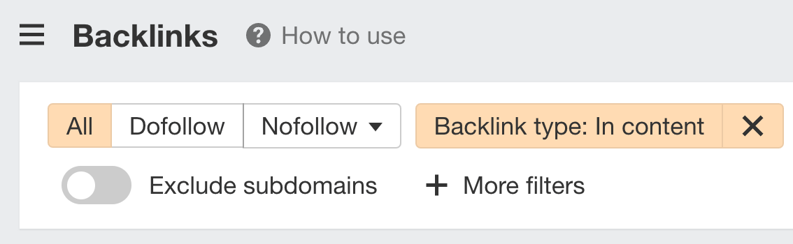 What Are Backlinks in SEO? Everything You Need to Know | Filtering by backlink type in Ahrefs