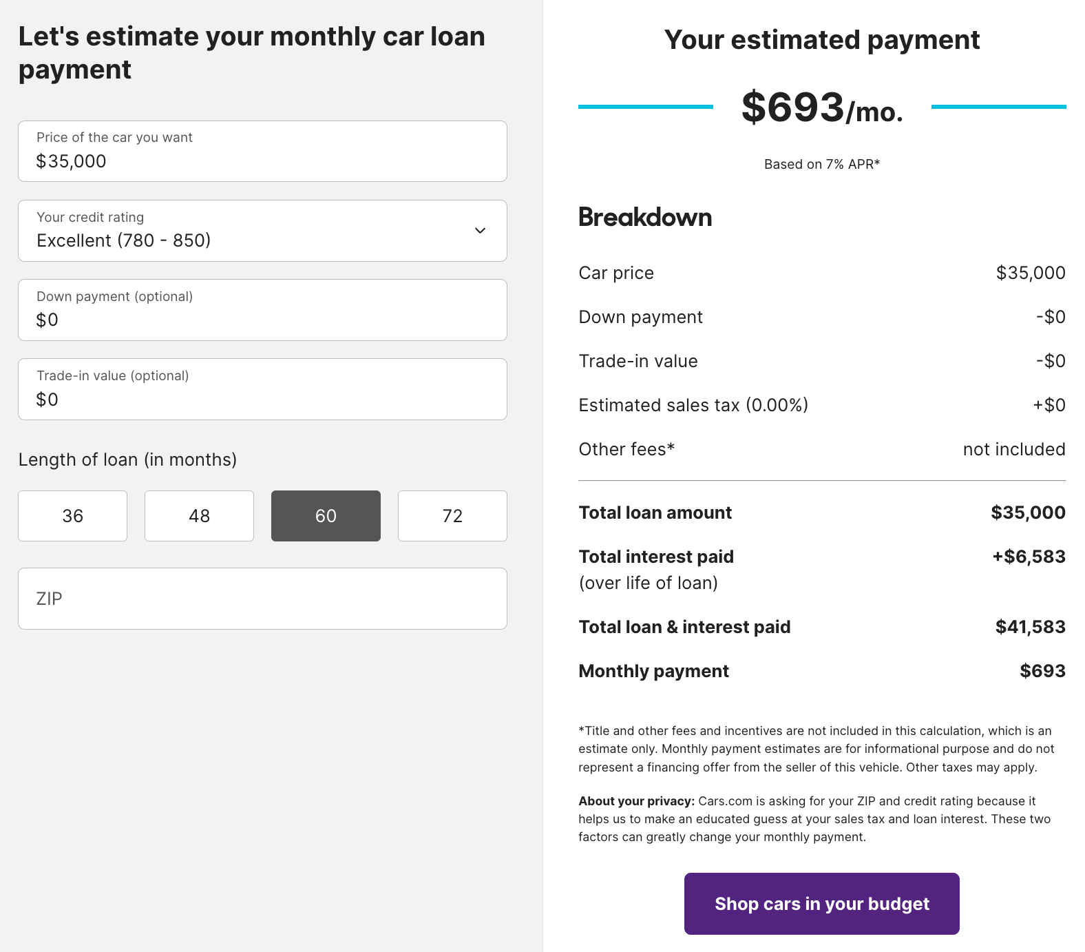 7 Inspiring Content Marketing Examples (And Why They Worked) | Cars.com’s Auto Loan Calculator