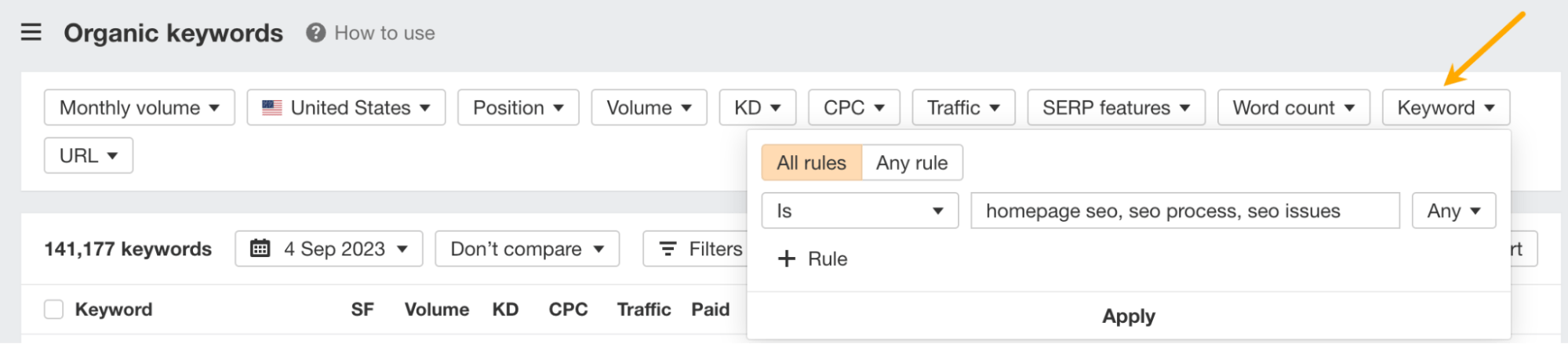 SEO Monitoring Explained: Best Free Tools to Get Started | Setting up a filter in Ahrefs Webmaster Tools