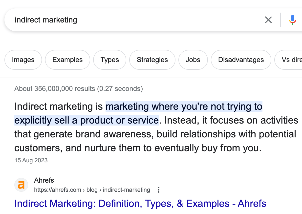 The Official Ahrefs Tutorial: How to Use Ahrefs to Improve SEO | An example of a featured snippet