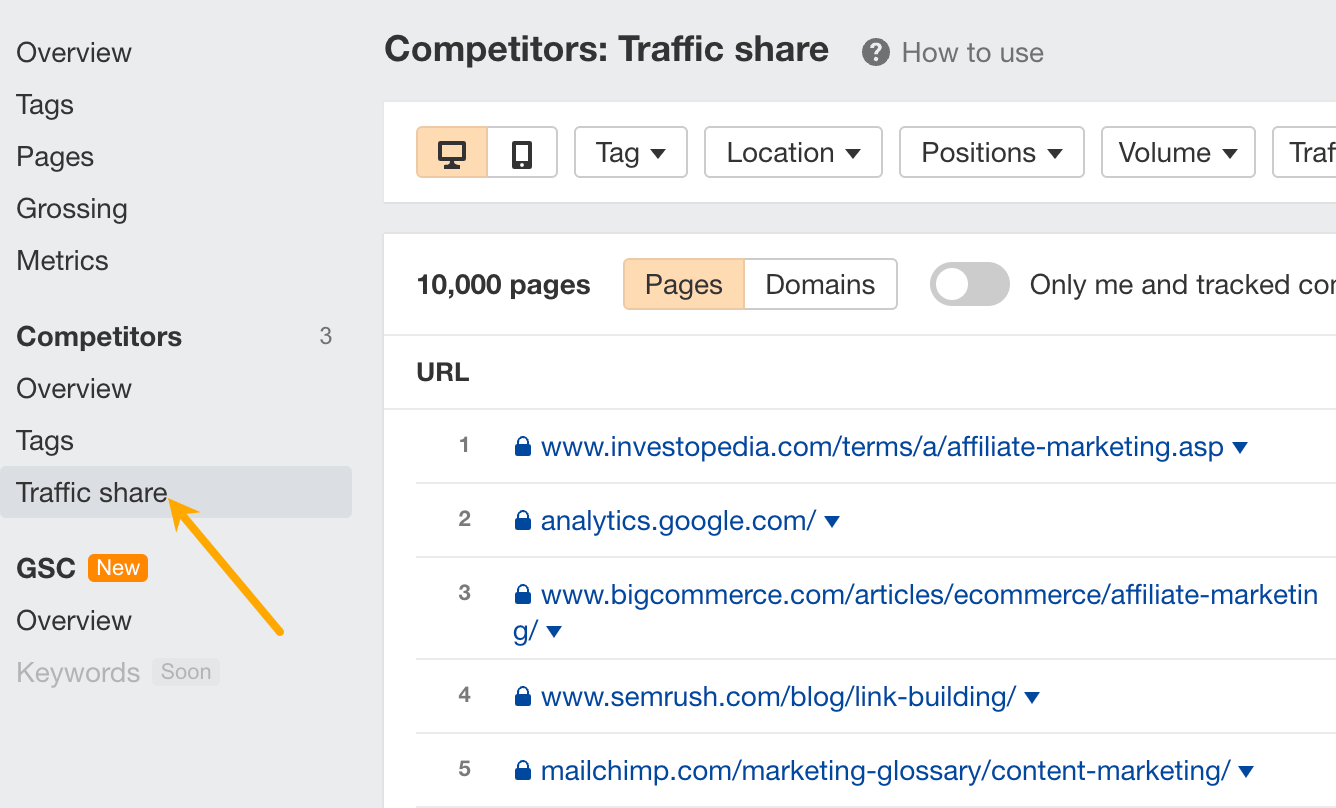 The Official Ahrefs Tutorial: How to Use Ahrefs to Improve SEO | Competitors traffic share report in Rank Tracker