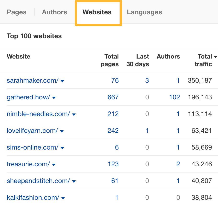 The Official Ahrefs Tutorial: How to Use Ahrefs to Improve SEO | The Websites tab helps you identify guest post opportunities fast
