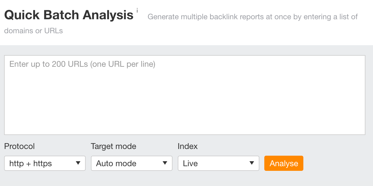 The Official Ahrefs Tutorial: How to Use Ahrefs to Improve SEO | Ahrefs' Batch Analysis tool