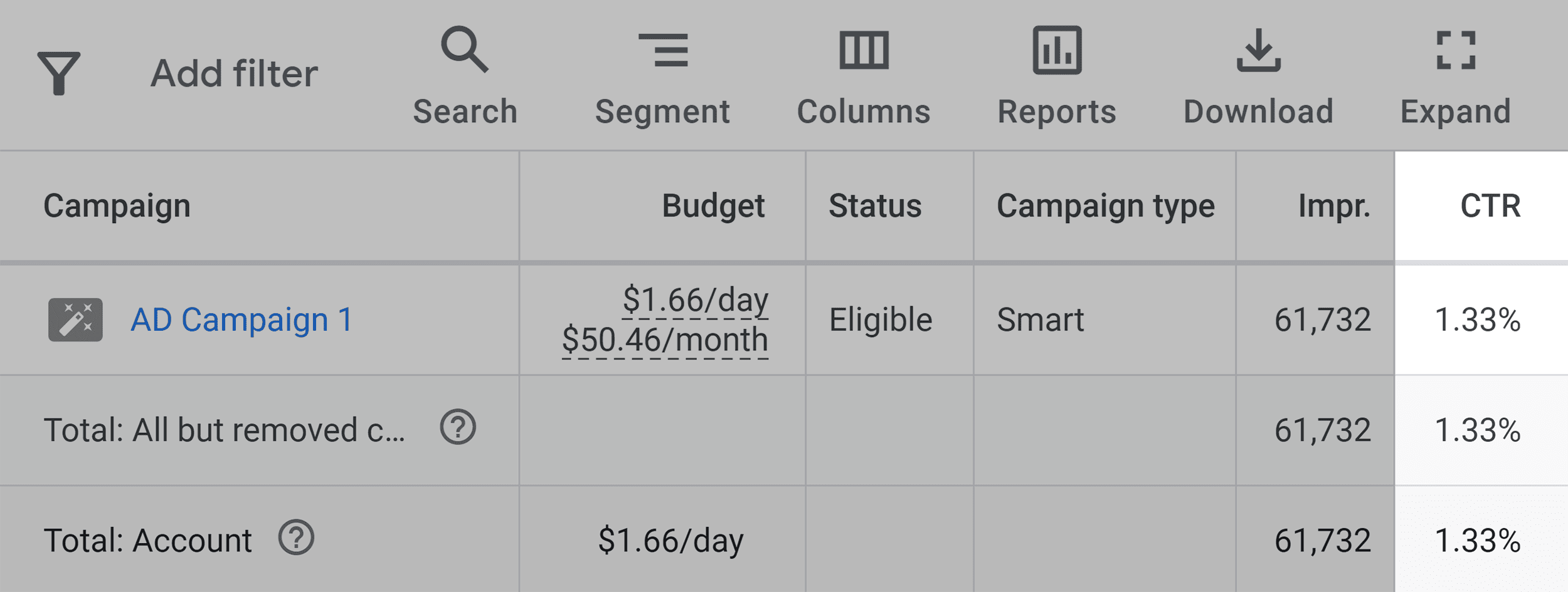 Google Ads – Campaign CTR
