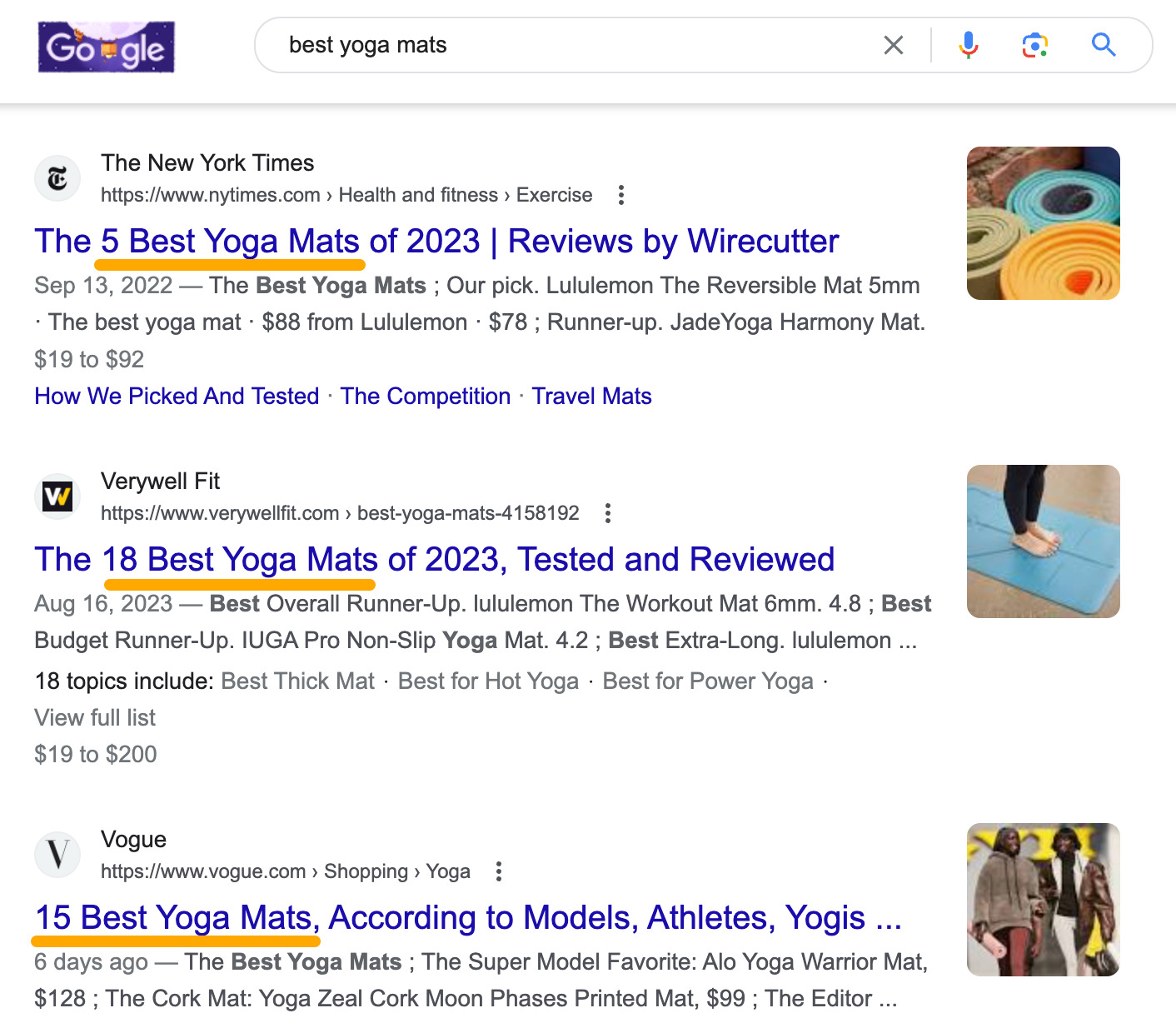 search-results-best-yoga-mats 96.55% of Content Gets No Traffic From Google. Here's How to Be in the Other 3.45% [New Research for 2023]