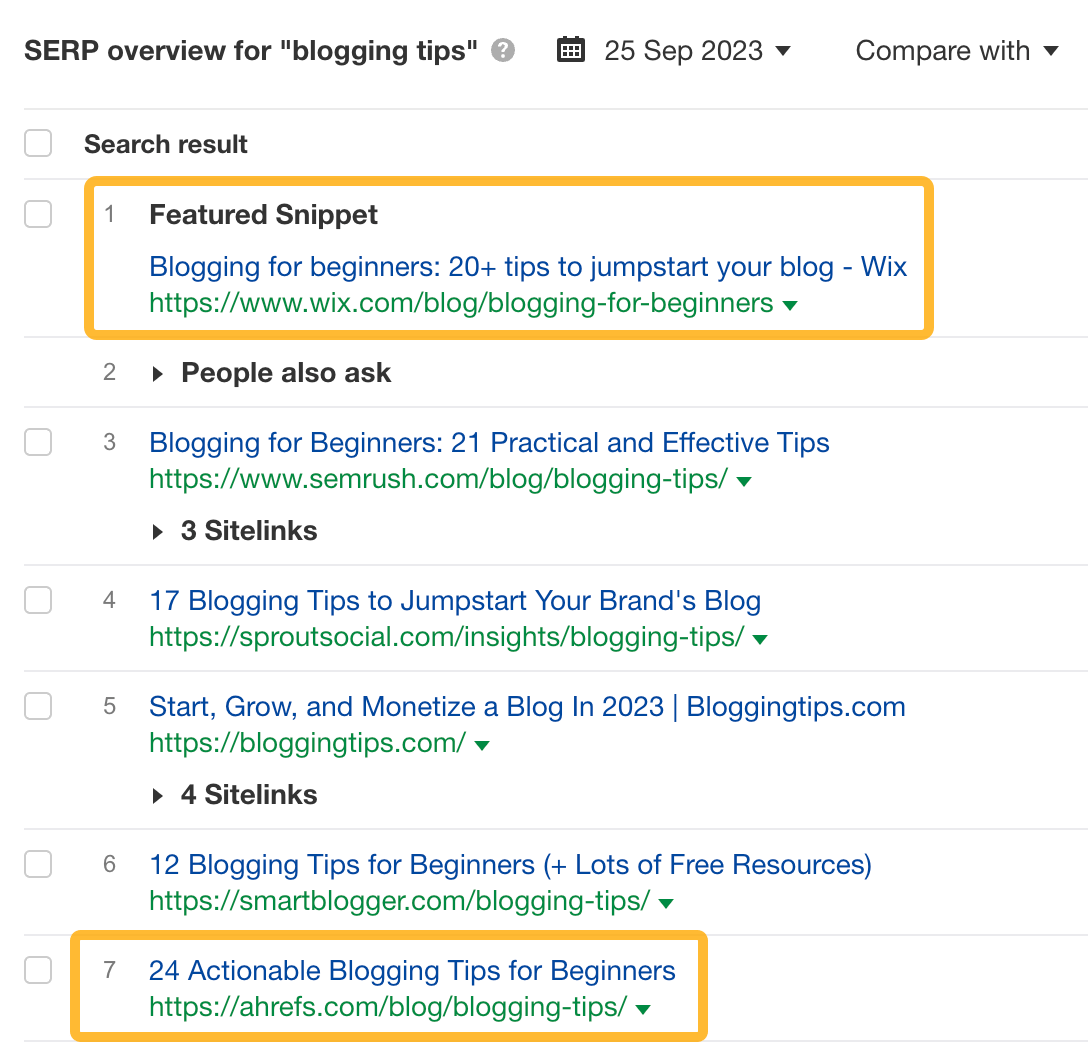 How to Launch an SEO Campaign in 3 Steps | A featured snippet exists for the query "blogging tips"