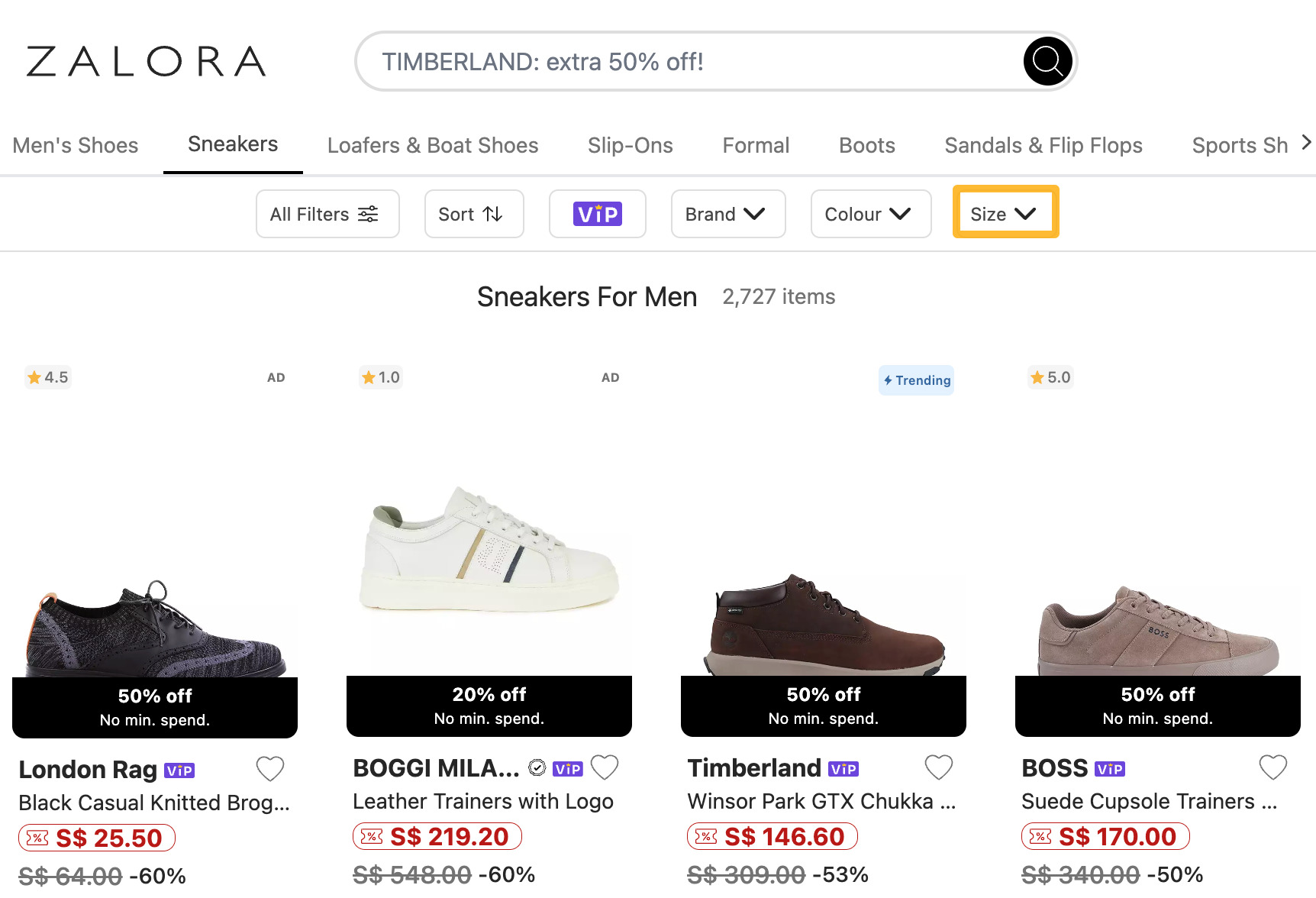 How to Launch an SEO Campaign in 3 Steps | Zalora has a size filter for the men's sneakers page