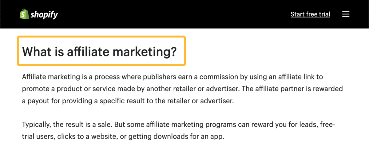 SEO Writing: 8 Steps to Create Search-Optimized Content | The top-ranking results for "affiliate marketing" all feature a definition