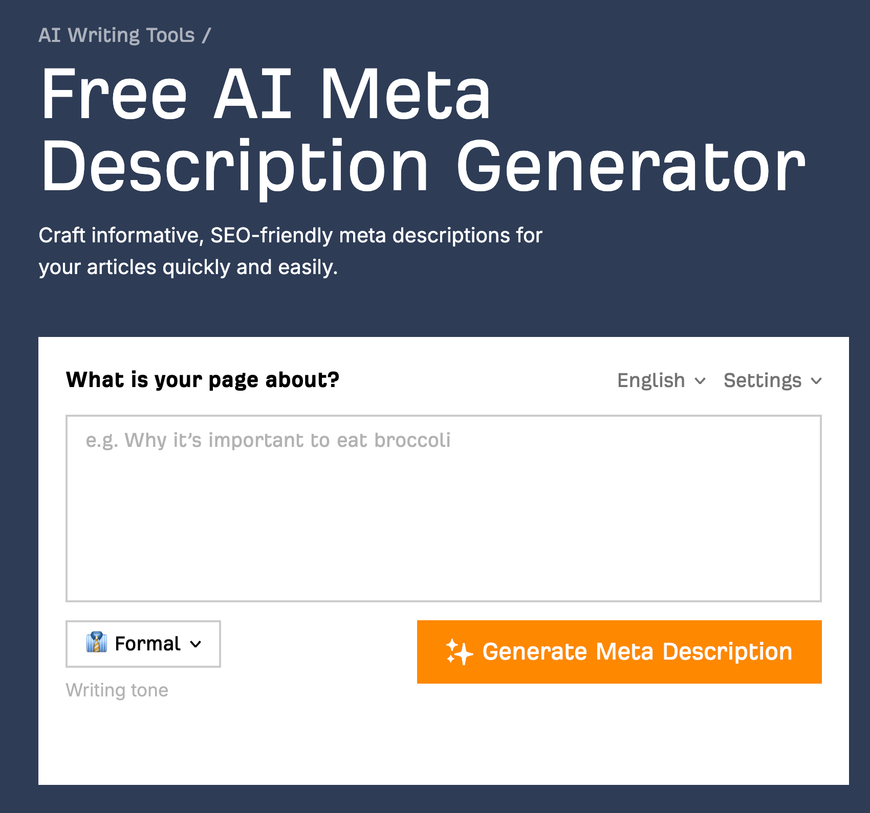 36 Free SEO Tools for DIY SEOs | Ahrefs' free AI Meta Description Generator