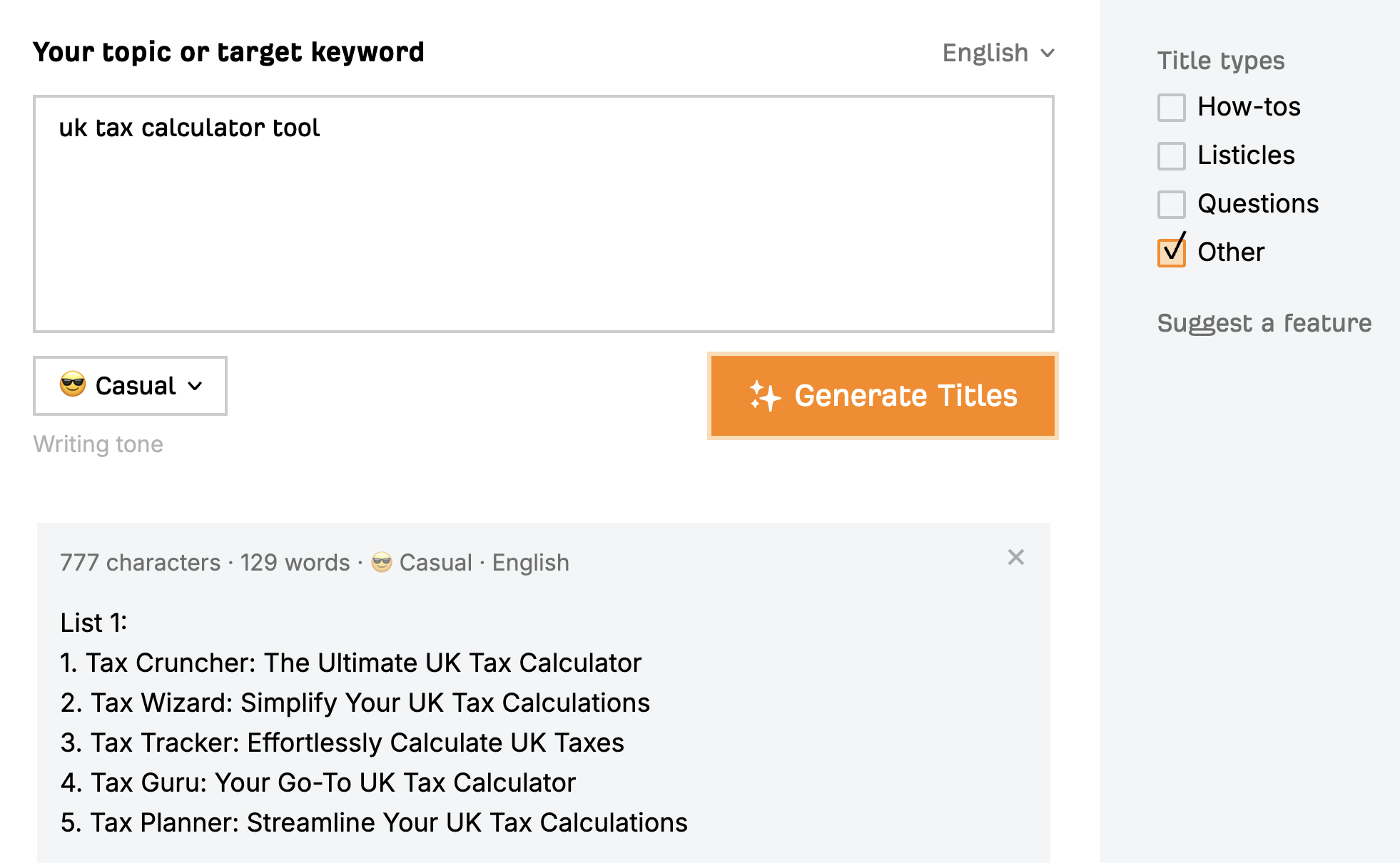 ChatGPT for SEO? You're Using It Wrong. | Ahrefs' free AI title generator