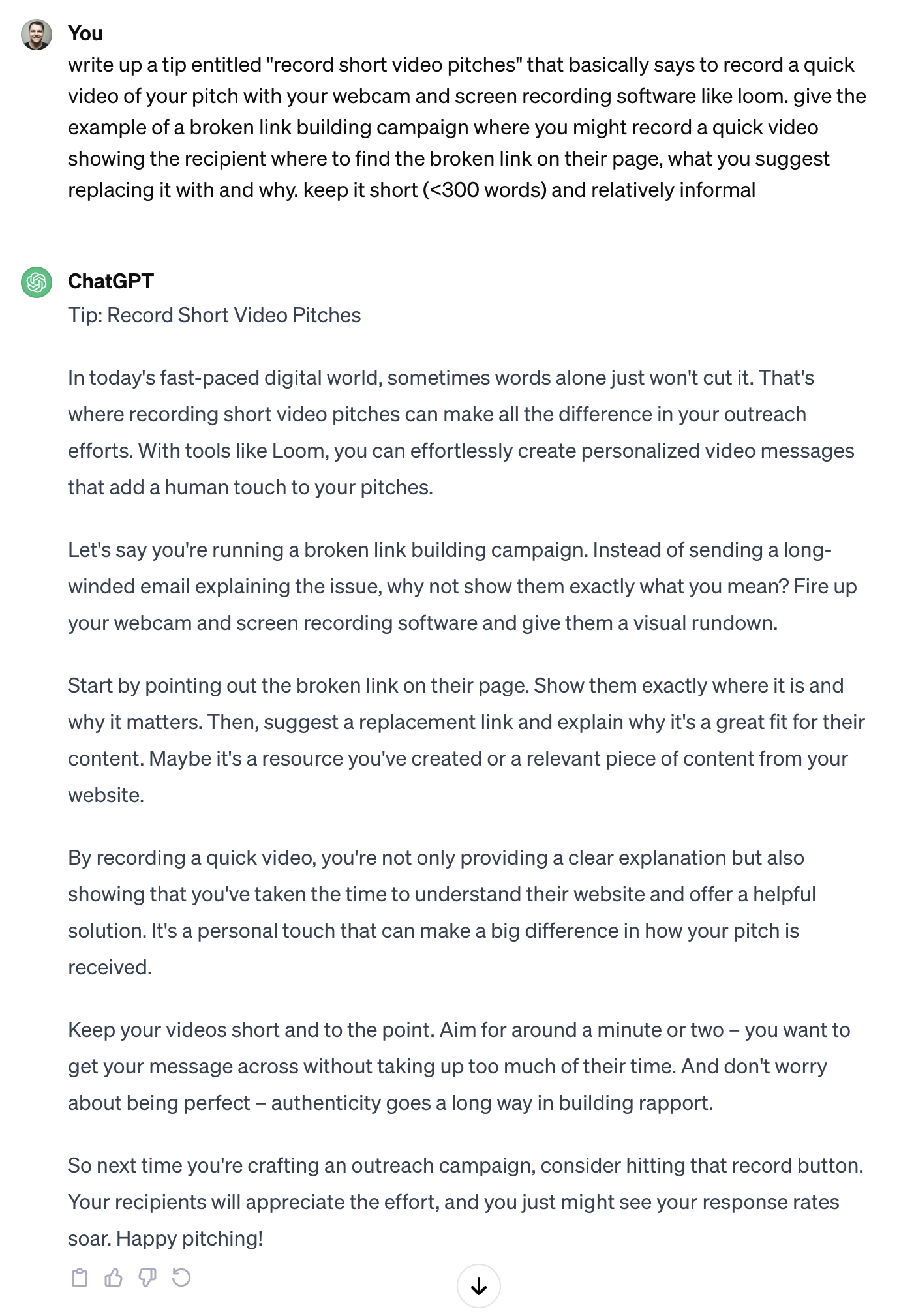 ChatGPT for SEO? You're Using It Wrong. | ChatGPT's attempt at polishing the tip we came up with together