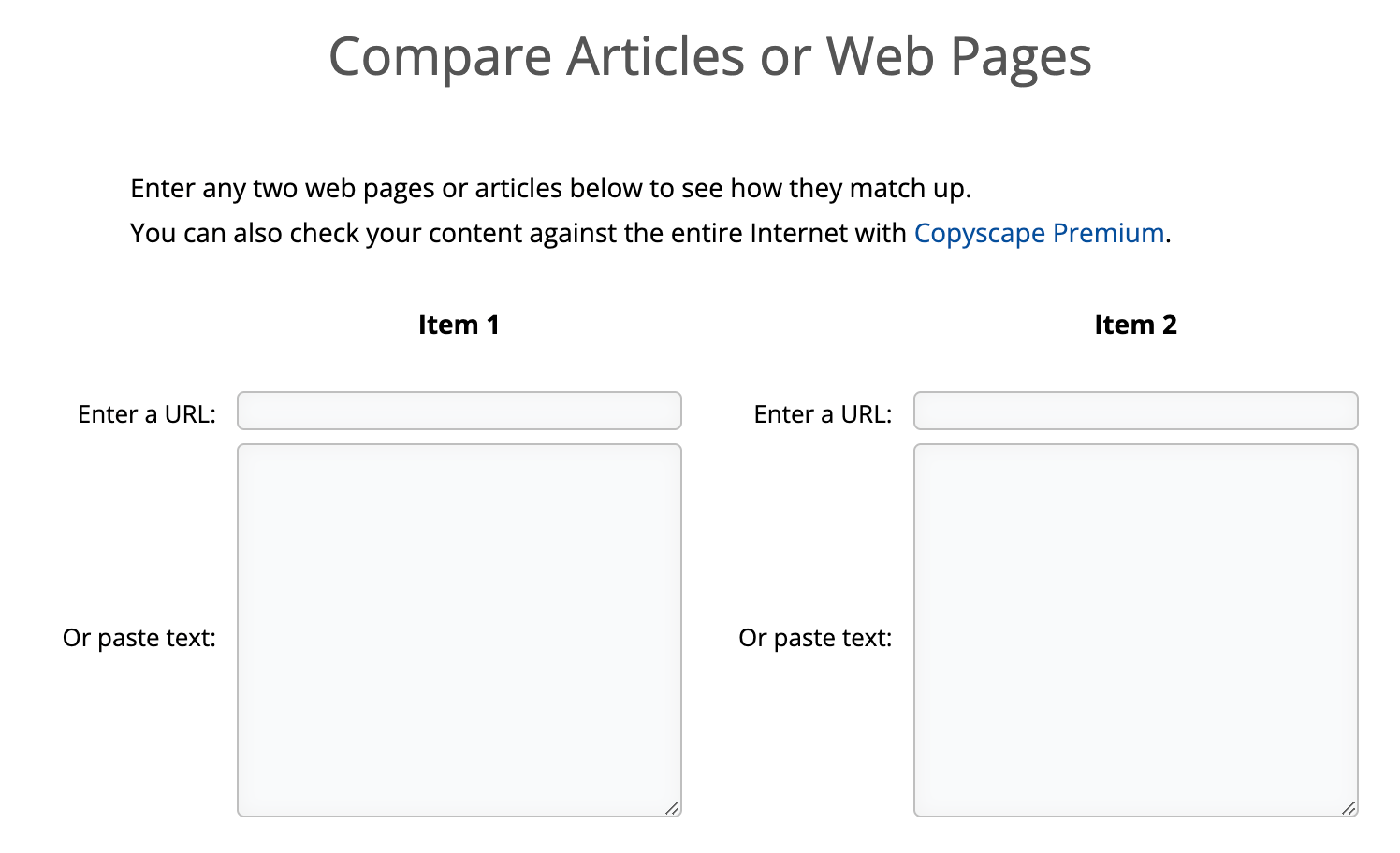 36 Free SEO Tools for DIY SEOs | Copyscape's feature lets you compare two articles or webpages and see how they match up