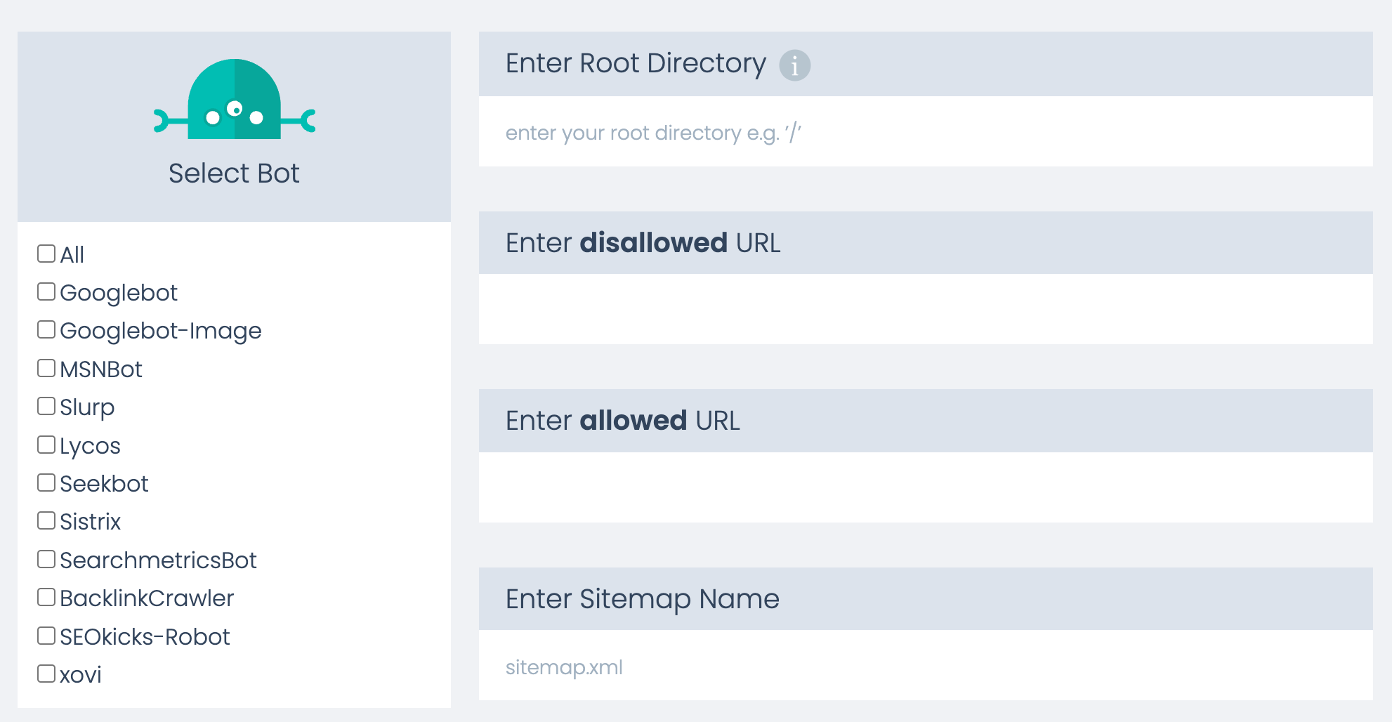 36 Free SEO Tools for DIY SEOs | Customization page for specific robots.txt rules