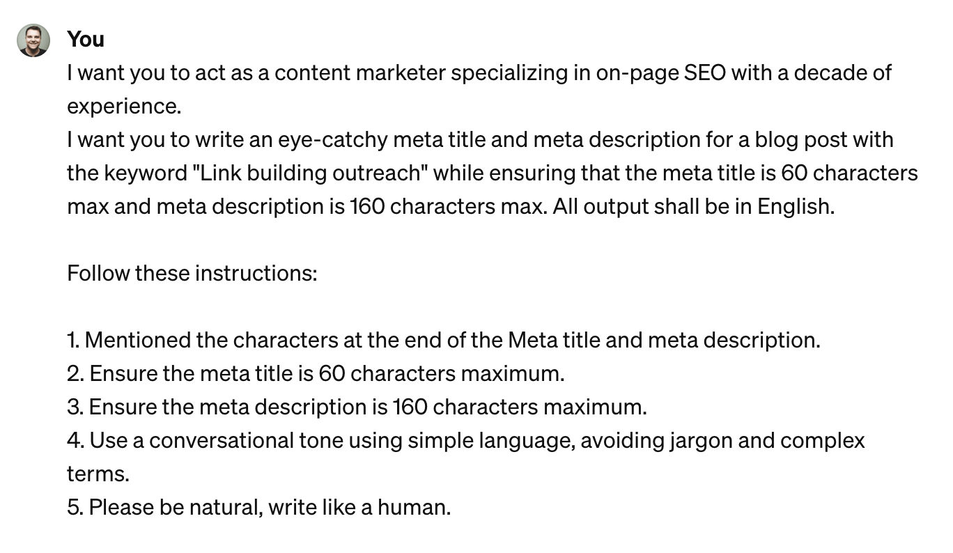 ChatGPT for SEO? You're Using It Wrong. | Example of a premium ChatGPT prompt