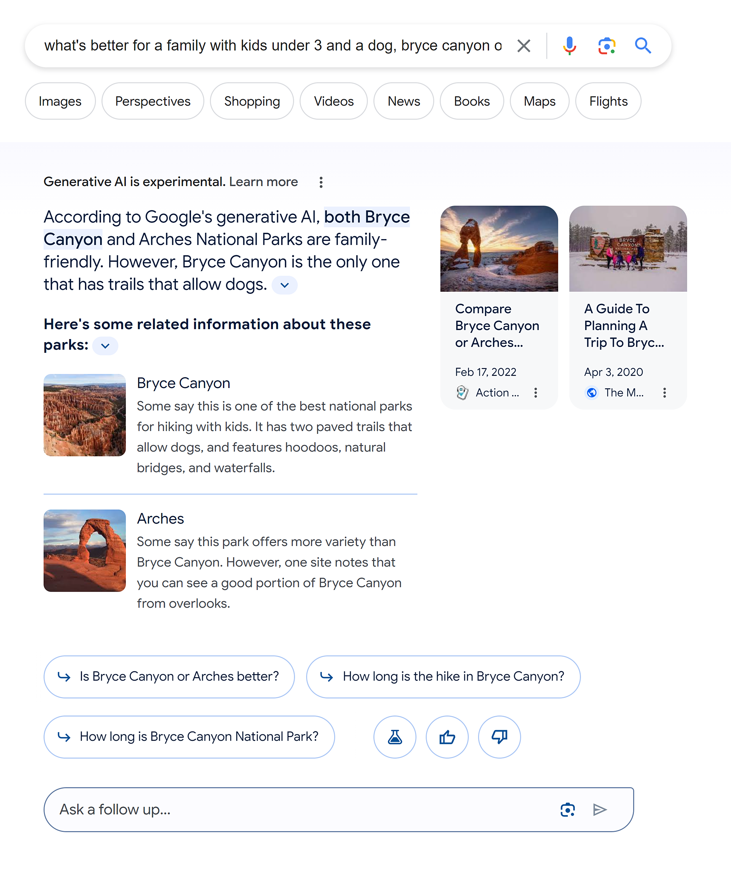 Google SERP with SGE Google SERP with SGE