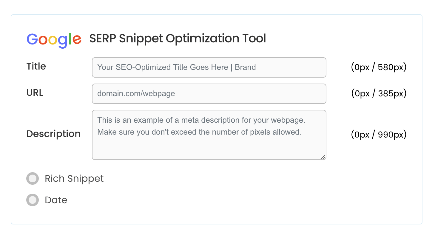 36 Free SEO Tools for DIY SEOs | HigherVisibility’s Google SERP Snippet Optimization Tool