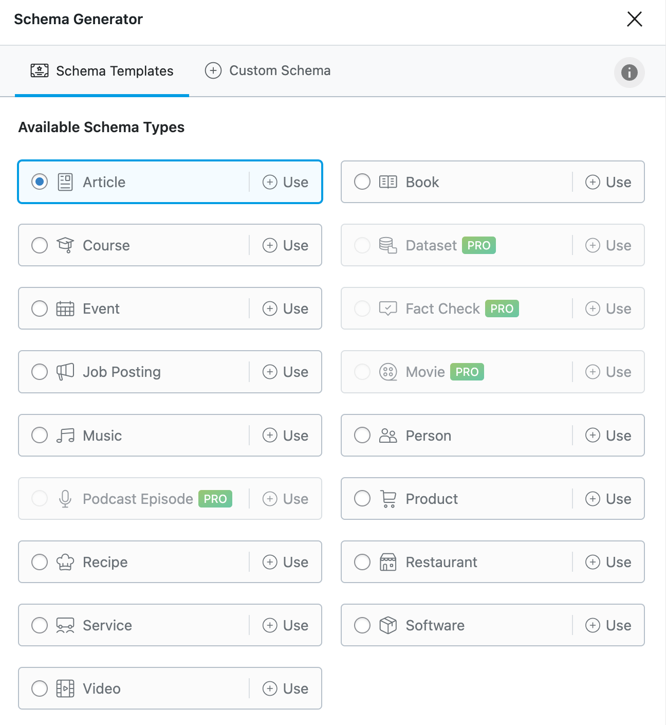 36 Free SEO Tools for DIY SEOs | RankMath's comprehensive schema markup library
