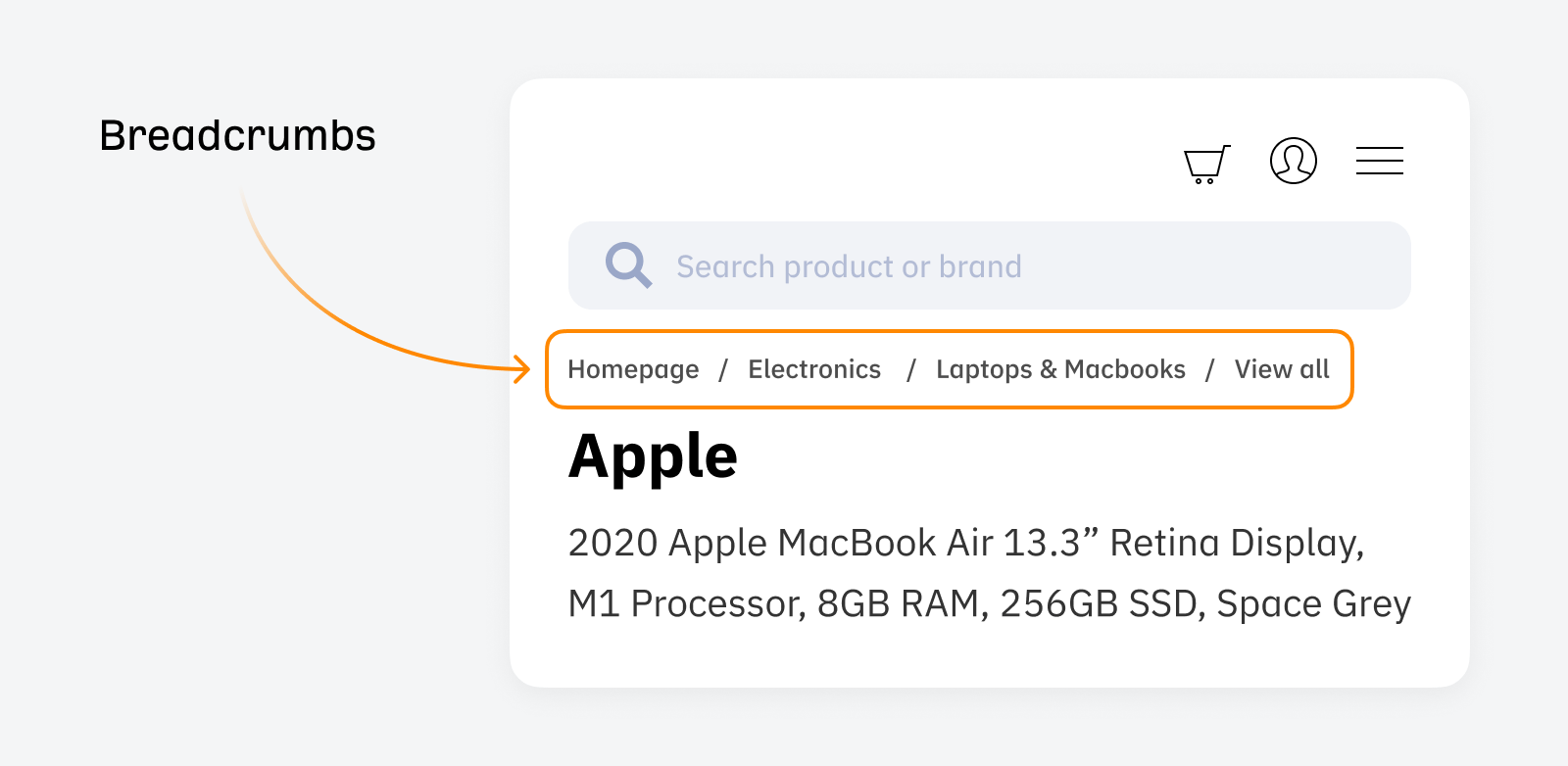 Product Page SEO: The Anatomy of a Well-Optimized Page | Breadcrumb example